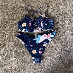 Blue floral bikini